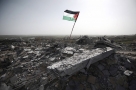 Palestinian flag rubble