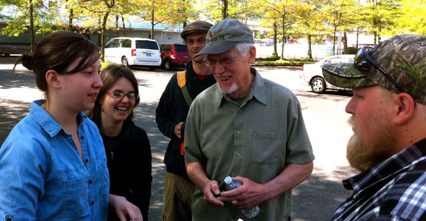 Newly elected State Representative Jeff Reardon, center, talks with Working Families Party canvassers.